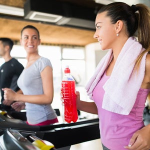 treadmill workout with drink