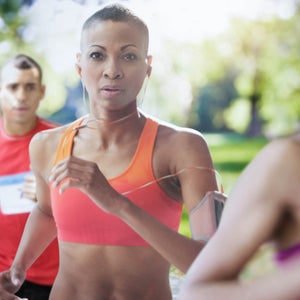 Woman running in race