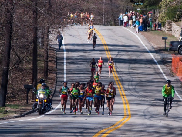 Women's pack early in 2011 Boston Marathon