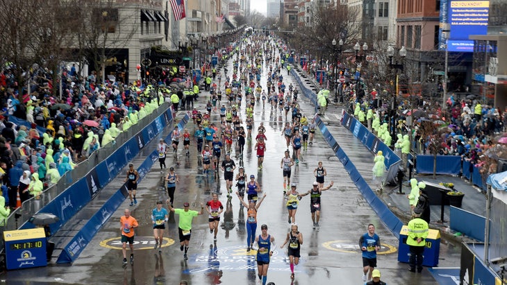 The finish of the Boston Marathon.