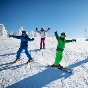 Family skiing together