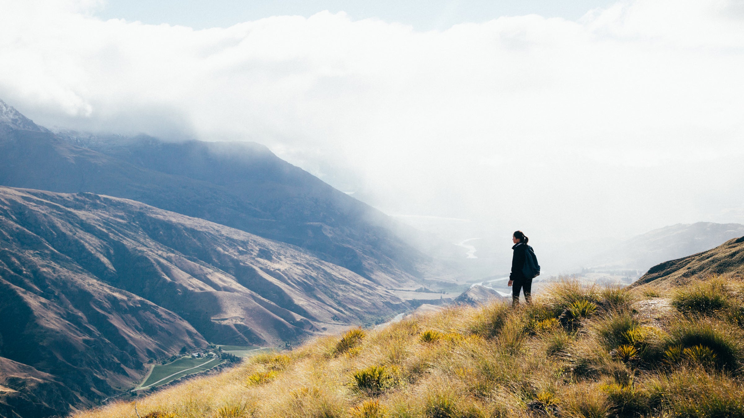Solo hiker silhouette