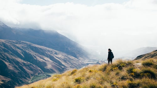 Solo hiker silhouette