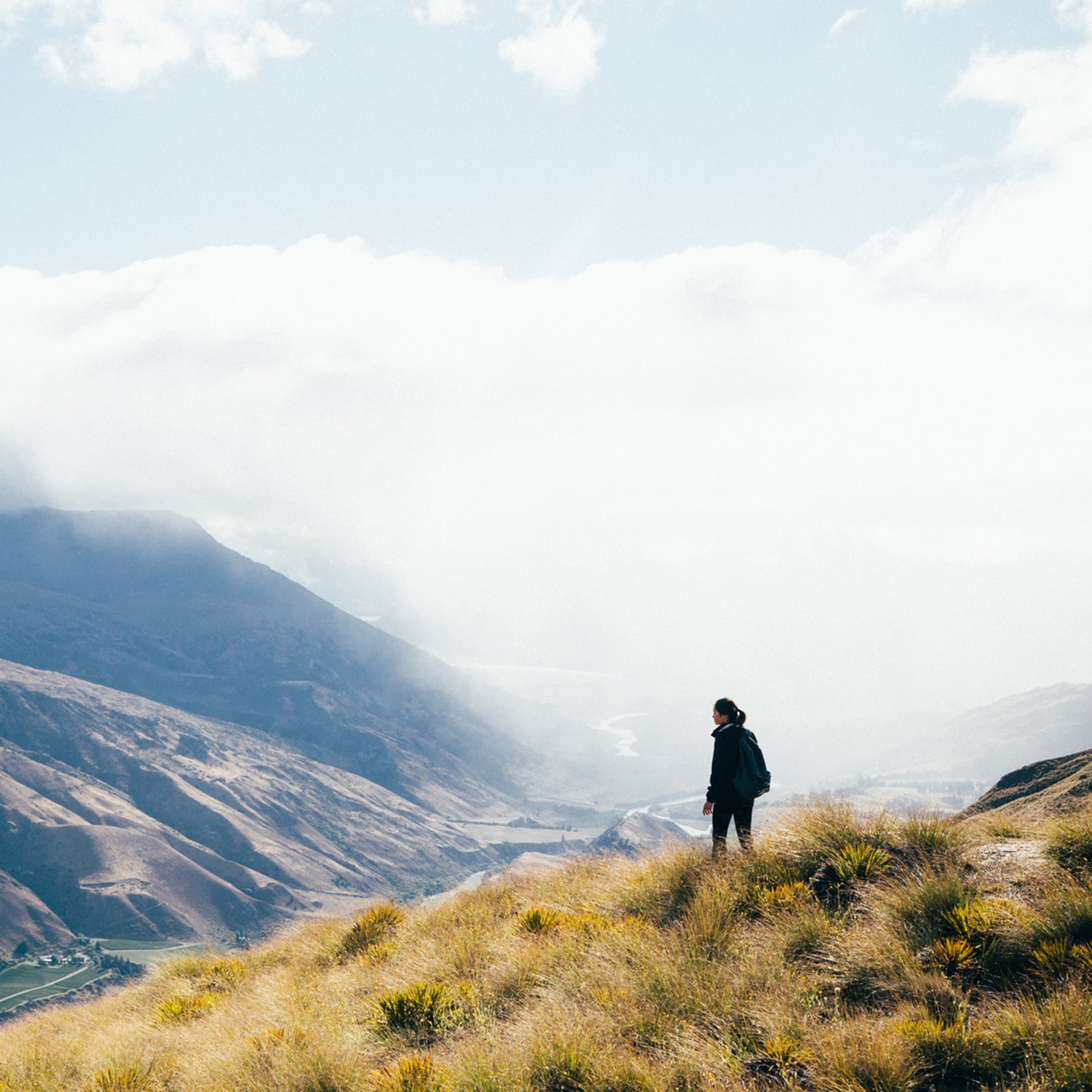 Solo hiker silhouette