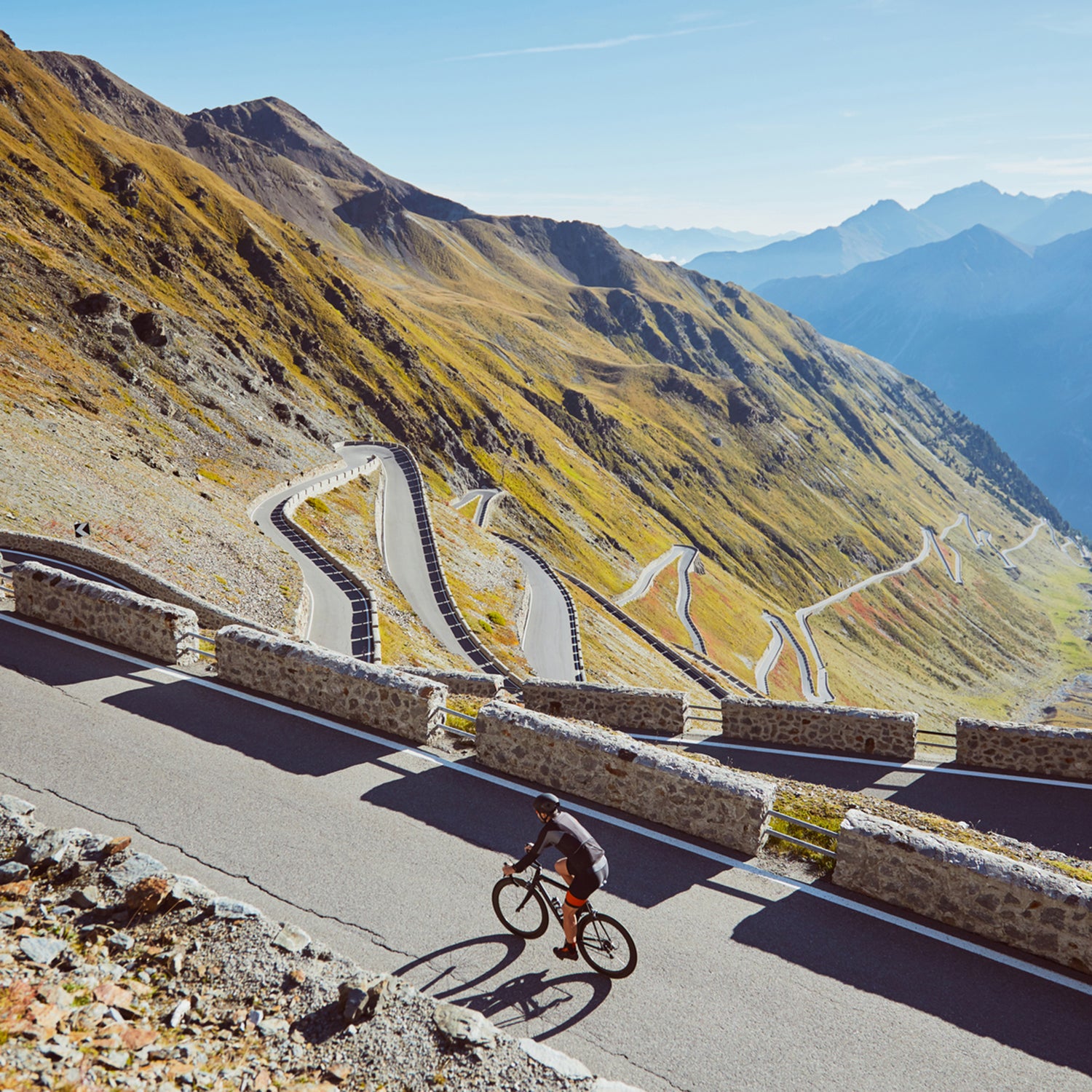 Road cyclist going uphill