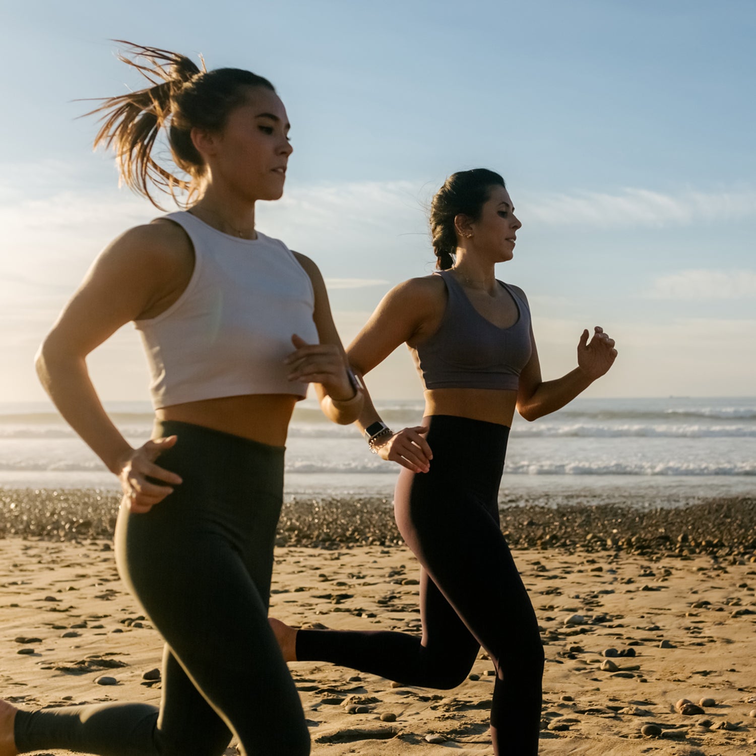 Premium Photo  Beach technology and fitness app woman with phone