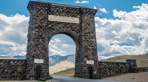 The Roosevelt Arch at Yellowstone’s North Entrance