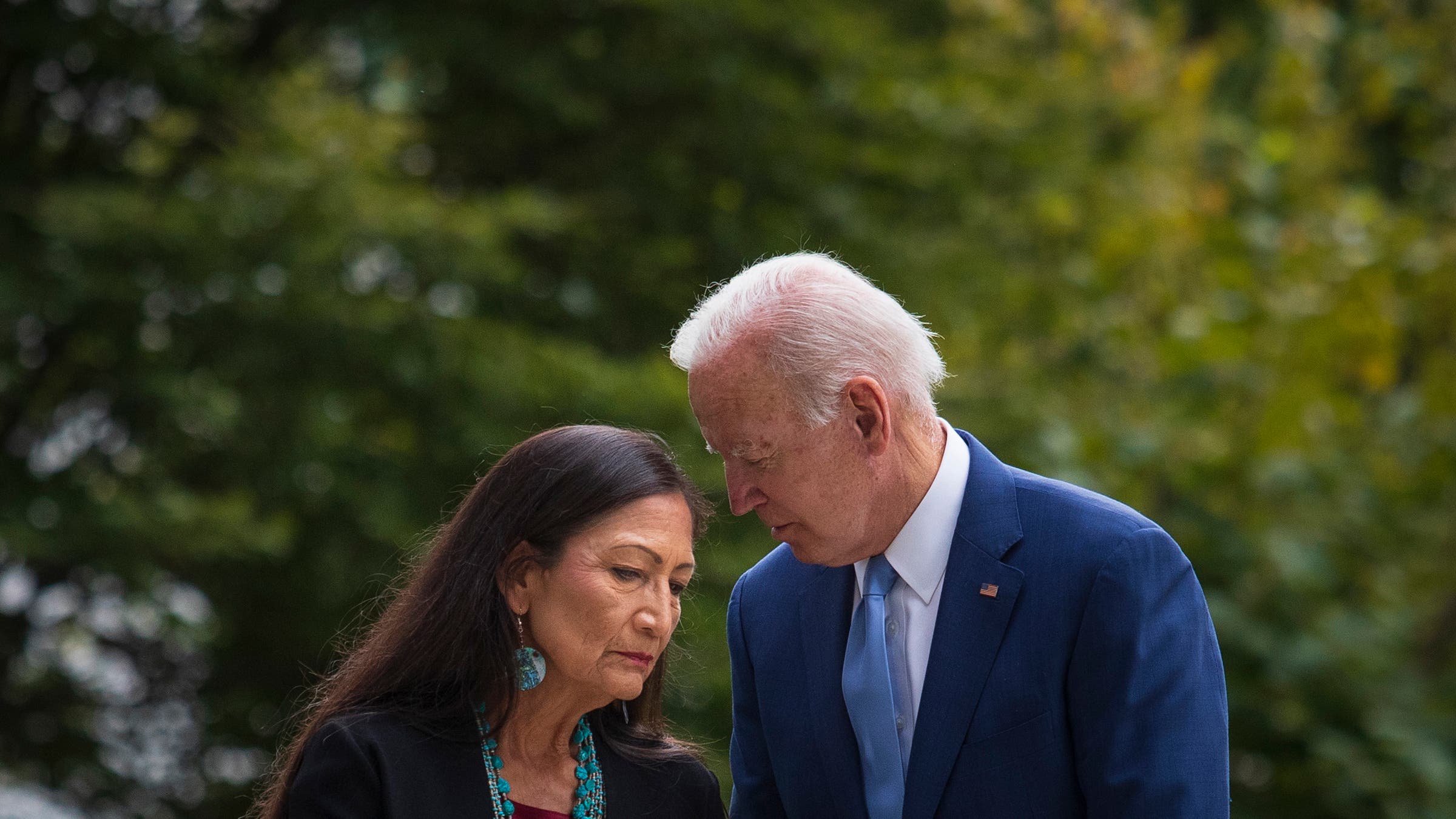 Haaland and President Joe Biden during a White House signing ceremony in 2021