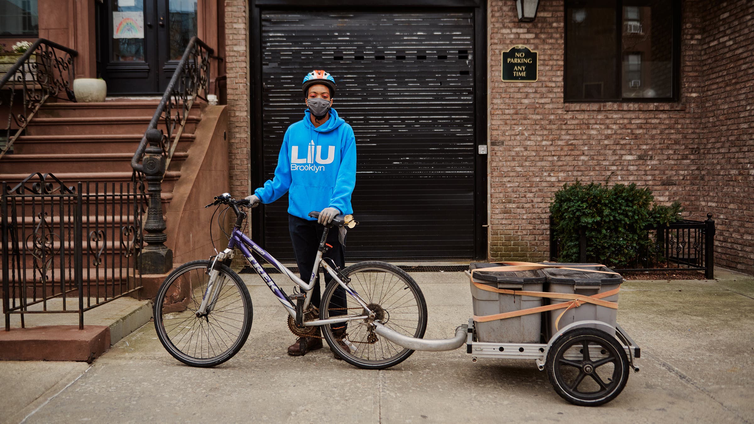 Brys Peralta, a 17-year-old student who picks up organics scraps for BK ROT—a community-supported composting service—on weekends and in the summer in Bed Stuy