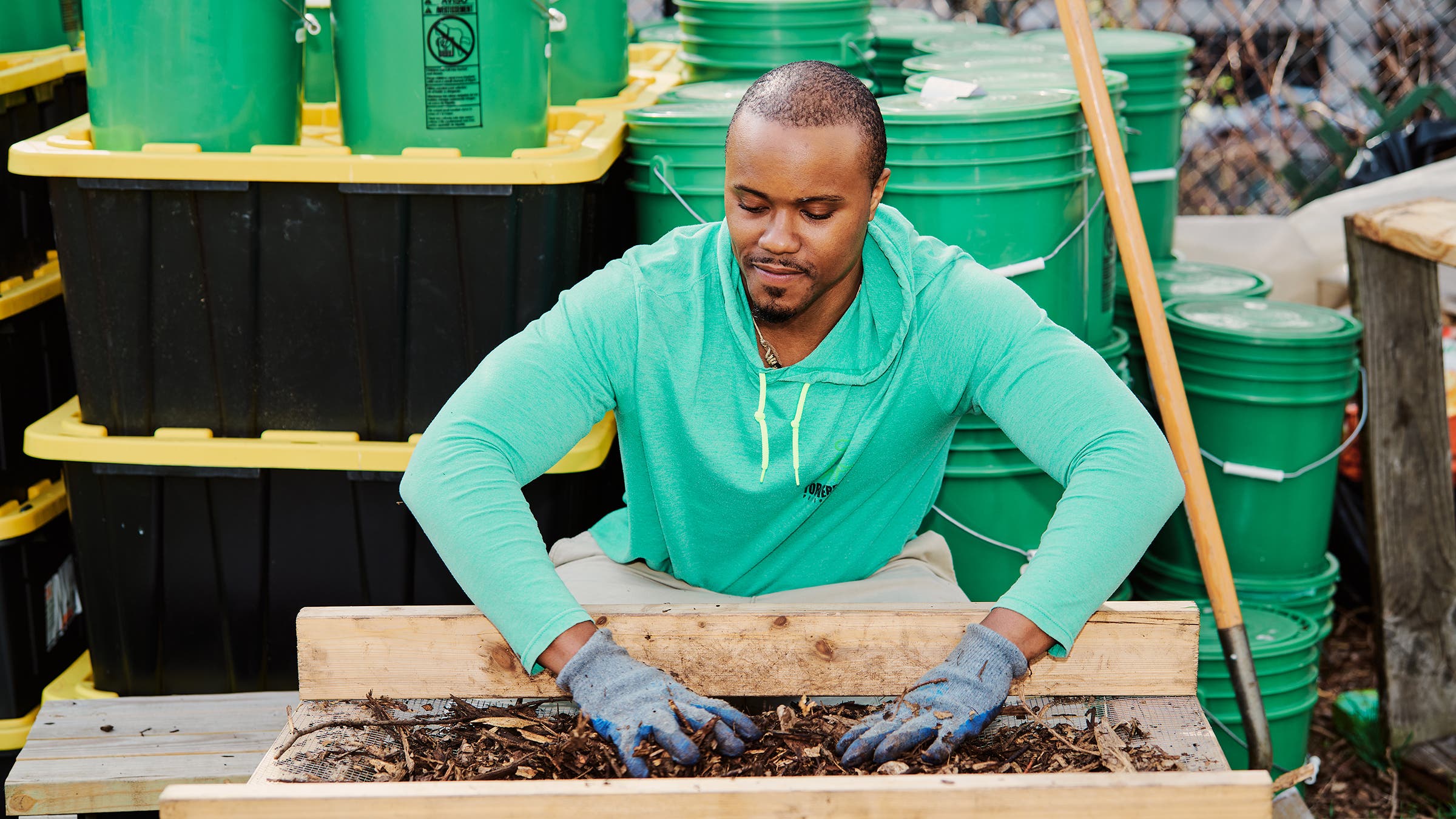 A volunteer at GreenFeen