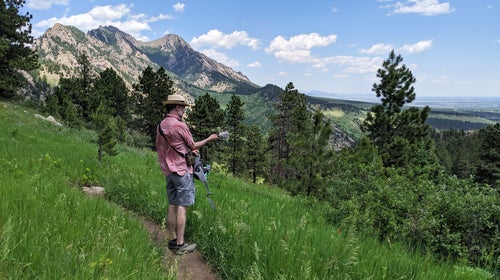 David Haskell Recording in meadow, Colorado