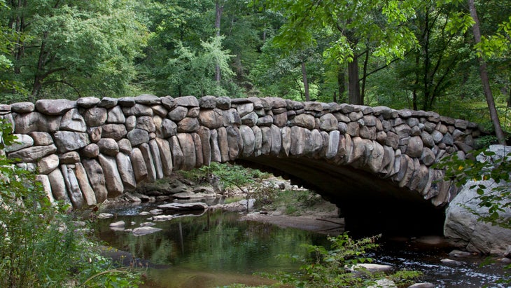 A photo of Boulder Bridge in Rock Creek Park, a popular running location in Washington, D.C.