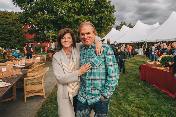 Donna and Jake Carpenter in 2017 at Burton's Fall Bash in Stowe, Vermont