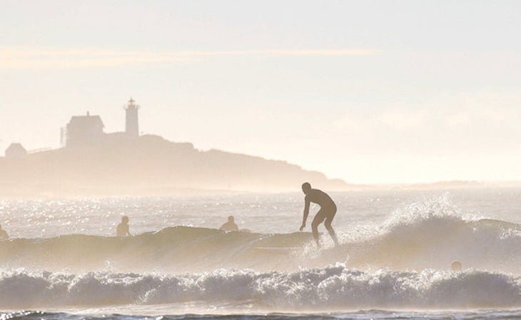 Surfer riding a wave