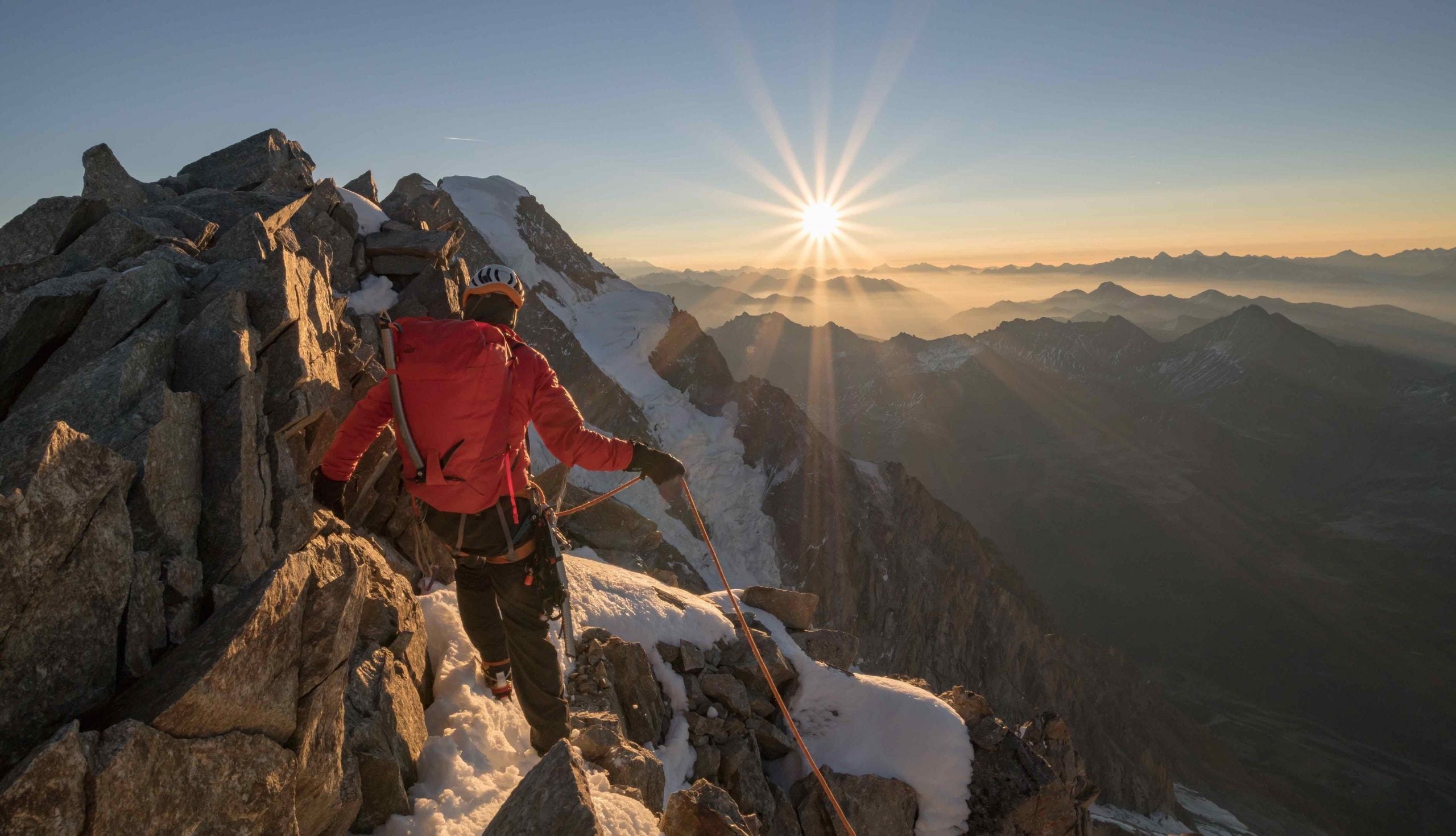 Rab pack being carried on a mountain