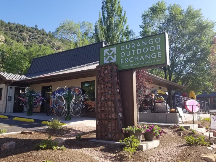 Durango Outdoor Exchange in Colorado with bicycles out front.