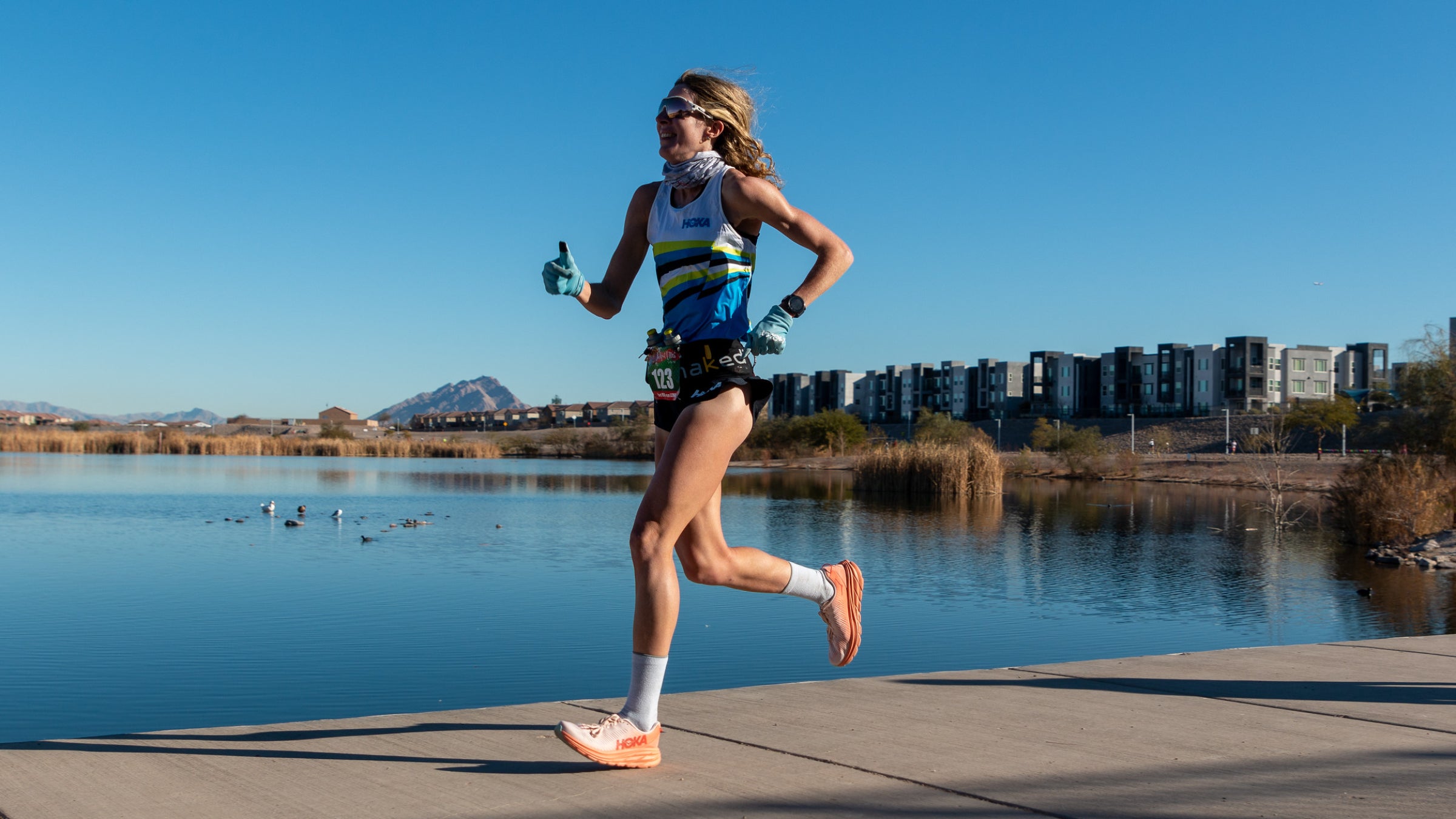 Camille Herron running at the Jackpot Ultra Running Festival in February, 2022.