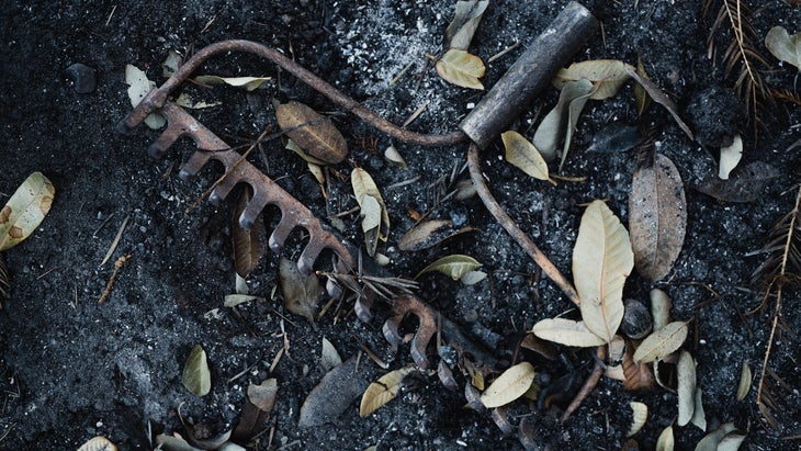 A burned rake.