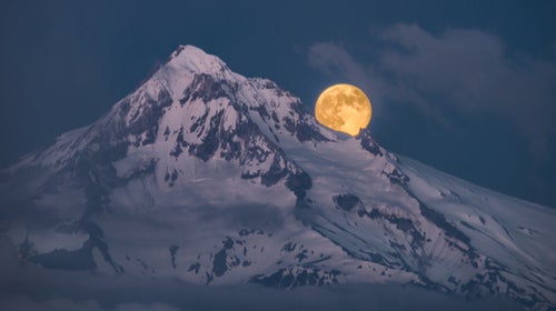 Mount Hood with the moon.