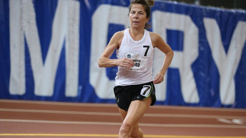 Kathryn Martin competing on indoor track