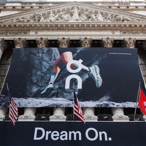 On Running banner on New York Stock Exchange