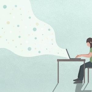 Data streaming from woman using laptop