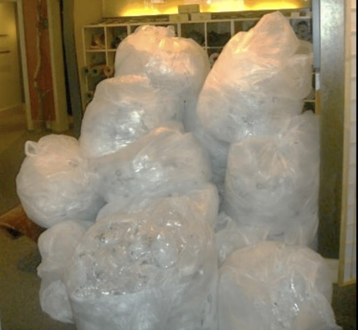 a big pile of polybags, polybag recycling