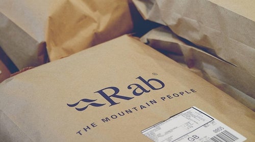 Brown paper packaging with Rab logo