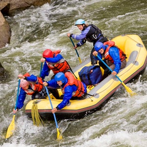 A group rafting on the Arkansas River.