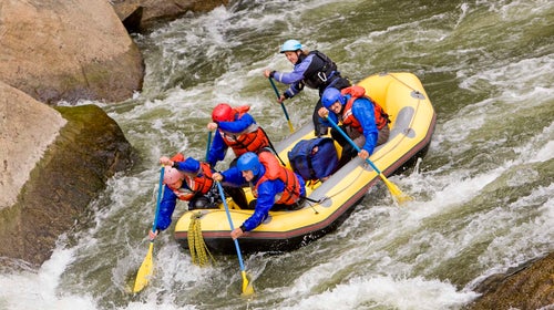 A group rafting on the Arkansas River.