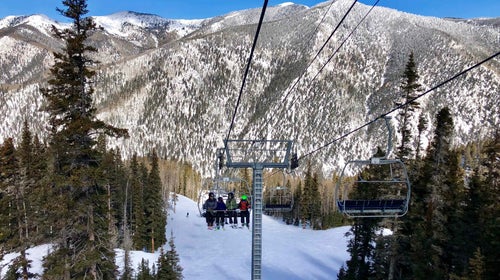 Enjoying skiing at Taos Ski Valley, New Mexico in the sunshine