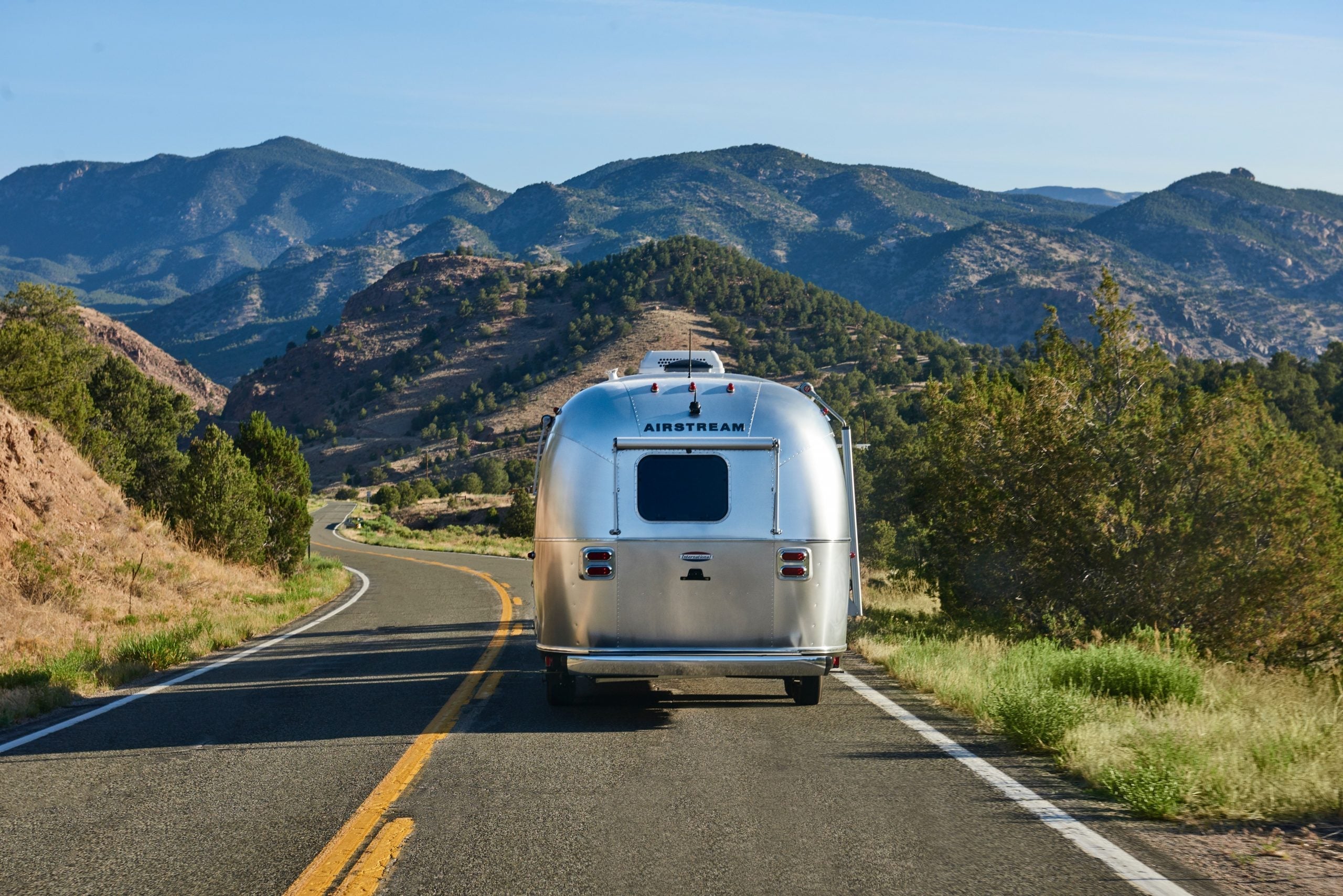 Airstream trailer on the road