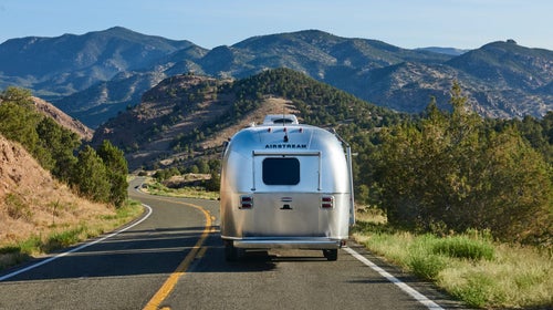 Airstream trailer on the road