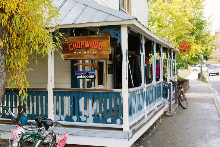 The covered porch of Crested Butte, Colorado, retailer, Chopwood Mercantile |Conscious Camper Pledge