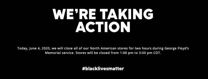 columbia we're taking action homepage Columbia homepage: Black background with white text. \