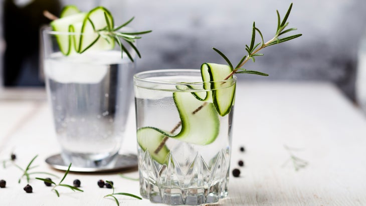 Gin Tonic with rosemary and cucumber