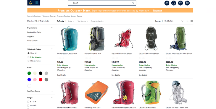 Deuter products available on Walmart.com