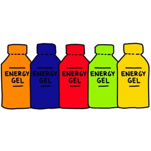 illustration of energy gels in a row