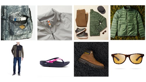 Various product shots against white or textured backgrounds