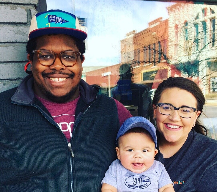 "Jahmicah and Heather Dawes with their son / Owners of SlimPickins Outfitters in Texas"