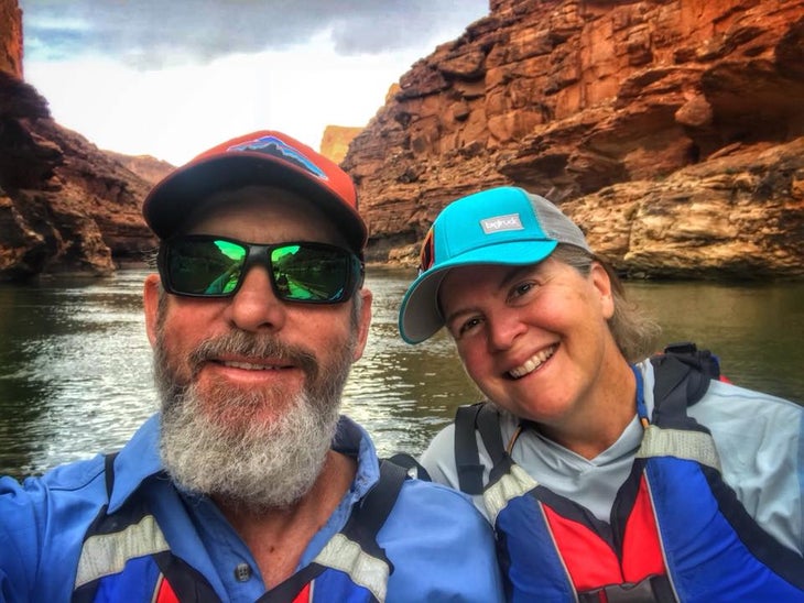 John and Becky Williams during a 17-day boating trip down the Grand Canyon in the summer of 2018.