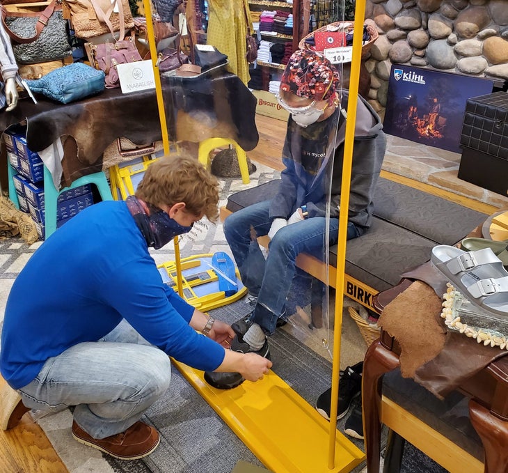 "A KEEN Fit Shield being used at a store in Washington."