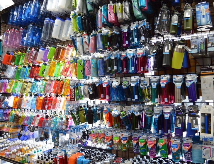 nalgene-wall_2_orig Water bottle wall at Gearheads Outdoor Store