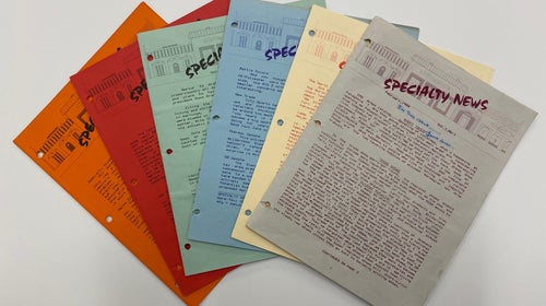 6 multicolored newsletters fanned out, specialty news