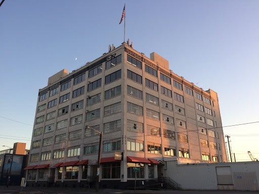 building at sunset