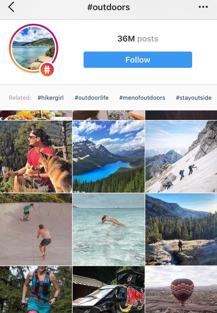 Search #outdoors on Instagram