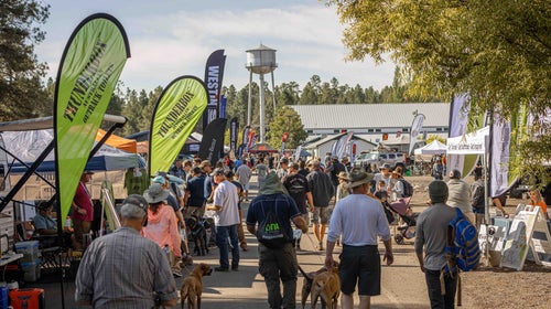 People walking through Overland Expo