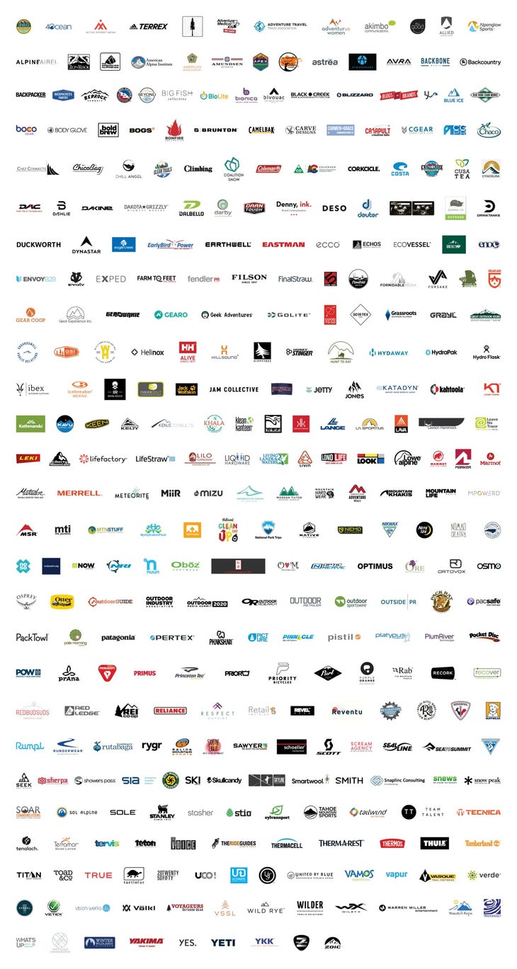 A white sheet packed with logos of Plastic Impact Alliance members as of Jan 22, 2020