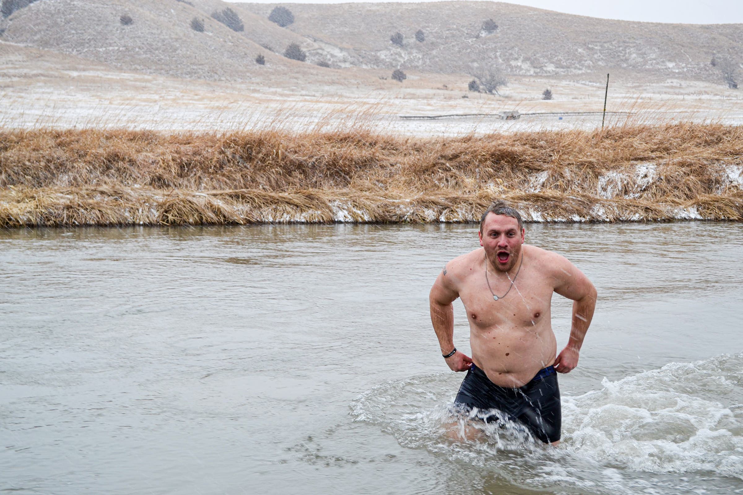 Colby’s frigid plunge
