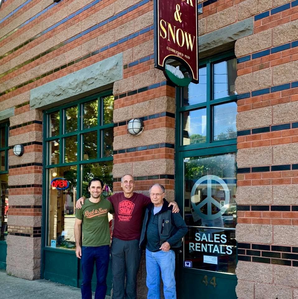 Three generations of Rock and Snow owners: Andrew Zalewski, Rich Gottlieb, and Dick Williams.